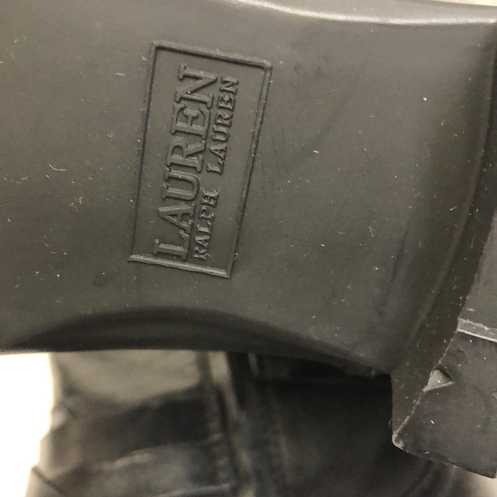 Lauren Ralph Lauren Savion Black Boots Leather New - Picture 7 of 12